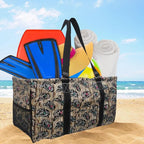 NGIL Extra Large Utility Tote Reusable Grocery Bag Oversized Collapsible for Groceries, Storage, Picnic, Beach (Aztec Cow-Black)