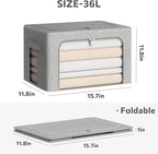 CYhom Clothes Storage Bins Box - Linen Fabric Foldable Stackable Container Organizer Set with Clear Window & Carry Handles & 