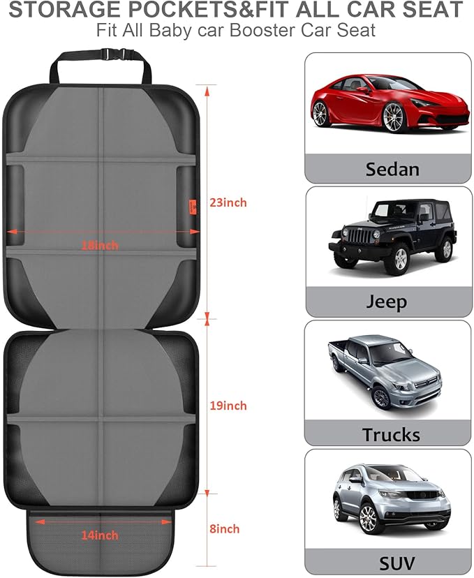 Car Seat Protector,2 Pack Automotive Seat Protectors Baby Carseat Pad Waterproof & Durable 600D Fabric for Child Baby Car Sea