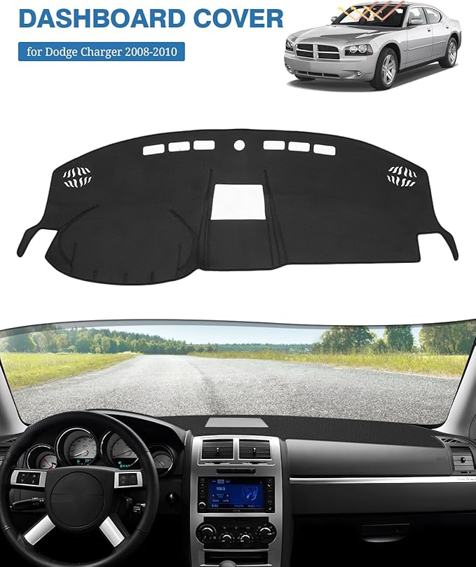 FIILINES Dash Cover for Dodge Charger 2008-2010, Dashboard Mat Cover Accessories Dash Mat Sunshade Nonslip Mesh Protector No 