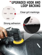 130Pcs Headlight Restoration Kit, 3 Inch Wet Dry Sanding Discs 80-5000 Grit with Drill Attachments & Polishing Pads, Car Head