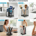 BOTEMY Toothbrush Holders with Quick Drying Mat—Black Toothbrush and Toothpaste Holder for Bathroom—Upgrade 3 Slots Openwork 