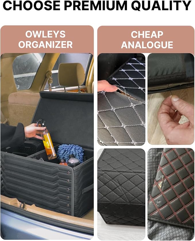 Owleys Car Trunk Organizer For Shoes - Storage Crate For SUV, Sedan Or Truck - Foldable Cargo Bin For Travel Gear & Sports