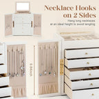 Dajasan Large Jewelry Organizer Box, Jewelry Boxes for Women Girls, 6-Tier Jewelry Storage Organizer with Mirror for Necklace