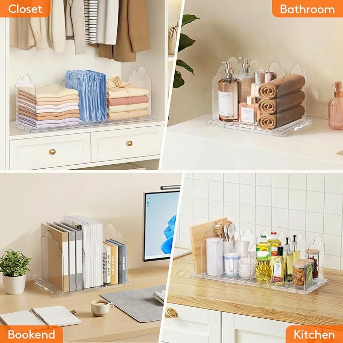 Lifewit Purse Organizer for Closet, 9.7" Tall Clear Handbags Storage Organizer, Adjustable Clutch Organizer Holder for Closet