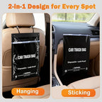 COZILO 50 Count Disposable Car Trash Can Bags, 2 Gallon Heavy Duty Alternative to Bulky Car Trash Can & Garbage Can, Leakproof Smellproof Hanging & Stick-On Garbage Bags for Car SUV Truck