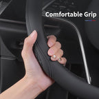 Leather Steering Wheel Cover Compatible with Volkswagen VW Tiguan Atlas ID.4 Taos Golf Passat Jetta Polo Beetle Touareg Cross