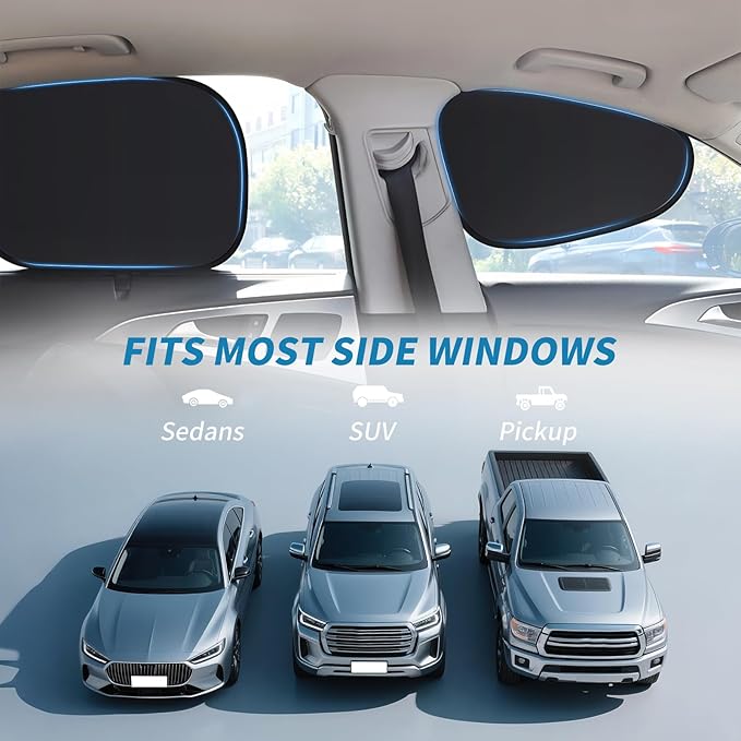 Kwak's 2 Pack Window Sun Shade for Car Baby - Sunshade Blocker, Glare Shield and UV Rays Protection for Your Kids - Side Windows Screens for SUV Truck (Rear Window)
