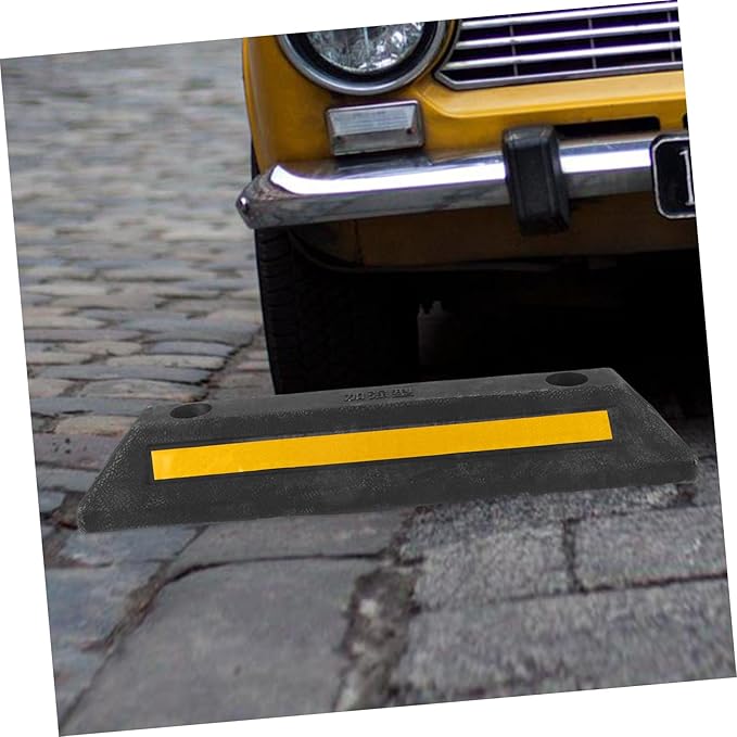 Reinforced Rubber Garage Parking Stopper with Bright Reflective Tape Wheel Stopper for Vehicle Tire Positioning Easy Installation with Pre-drilled for Schools Malls and Underground