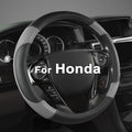 GIANT PANDA Steering Wheel Cover for Honda Civic(2006-2015),CR-Z, Insight, S2000 (Gray+Black-Small Size)