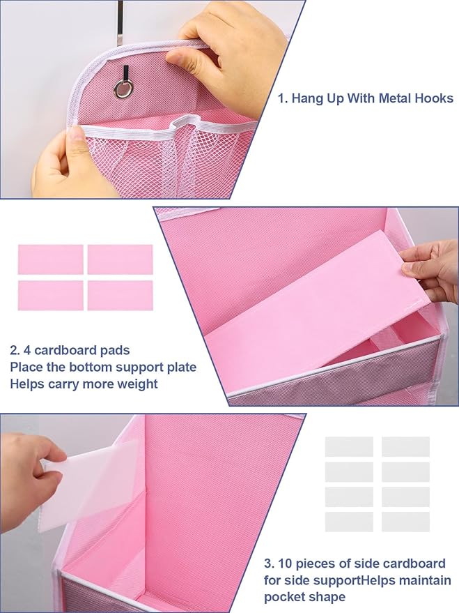 2 Pack Over The Door Organizer, Hanging Storage Organization with Large Capacity Pockets, Swing-Proof Behind Door Storage She