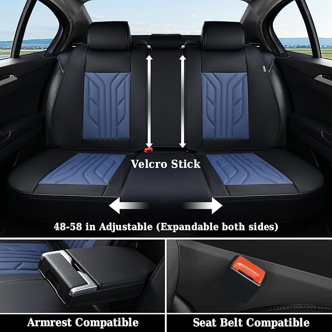 Coverado Car Seat Covers Full Set, Automotive Seat Covers Car Seat Protector Car Seat Cushion, Waterproof Leather Seat Covers