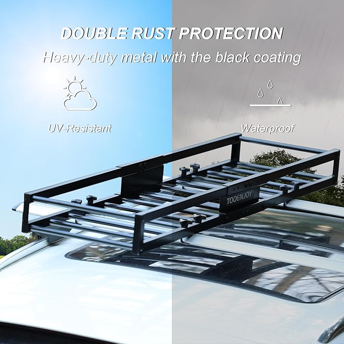 TOOENJOY 59" x 15.5" x 5" Skinny Roof Cargo Carrier Basket, Heavy Duty Roof Rack Luggage Holder for Car SUV and Pickup, 200 LBS Capacity