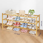 Kitsure Bamboo Wooden Shoe Rack for Closet - Stackable Shoe Organizer with Modular Structure, Space-Saving Shoe Shelf for Ent
