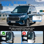 Passenger Side Lower Mirror Glass with Backing Plate Replacement for 2015-2022 Ford Transit T150 T250 T350 & MK8 - Wide Angle Convex Blind Spot Lens, Clip-On Install (Non-Heated)