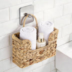 Handwoven Water Hyacinth Wall Basket Storage with Non-Trace Nails - Decorative Hanging Magazine File Holder & Mail Organizer 