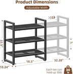 Simple Trending 3-Tier Expandable Shoe Rack, Adjustable & Stackable Shoe Organizer, Metal Mesh Free Standing Shoe Shelf Stora