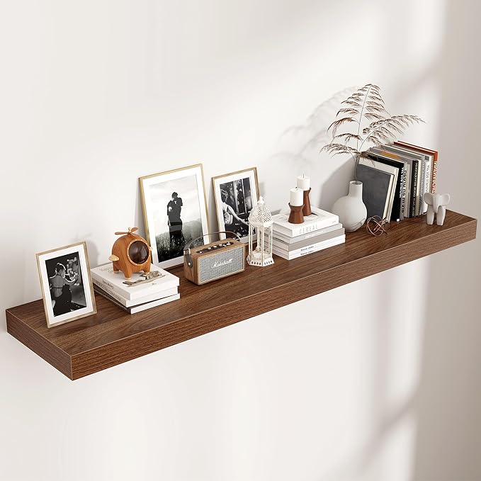 Floating Shelves for Wall, 55 Inch Wide x 12 Inch Deep Floating Shelves, Long Wood Floating Wall Shelf Shelves for Living Roo