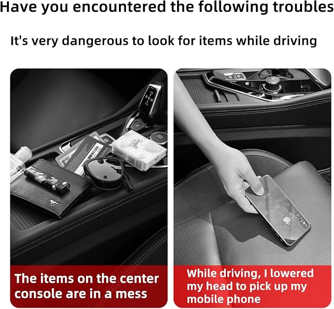 2 Pack Premium Car Seat Gap Filler Organizer - Universal Storage Box with Card Slots for Phones/Keys/Glasses, Fits Cars, SUVs & Trucks (Black)