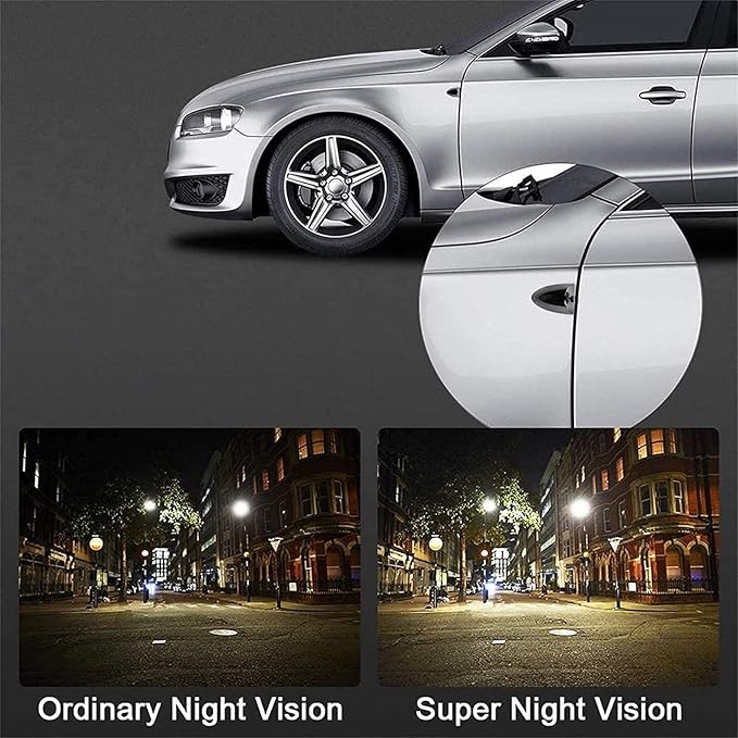 3T6B Side View Camera and 4.3” Monitor Kit, Car Door Tape Mounting Blind Spot Camera, Parking Assistance System with HD LCD S