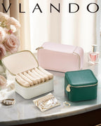 VLANDO Jewelry Travel Case,Travel Jewelry Organizer with Clear Velvet Jewelry Bags 6Pcs Zipper Pouch for Women Girl Christmas