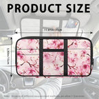 Pink Flower Car Sun Visor Organizer, Multi-Pocket Auto Visor Organizers Card Holder Car Storage Bag with Zipper Scratch-Resistant Auto Sunshade Organizer Bag Organizes Essentials
