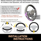 PINCTROT D Shaped Comfy Grip Steering Wheel Cover, Anti-Slip Design, Flat Bottom 14.5-15 Inch(Silicone Purple)