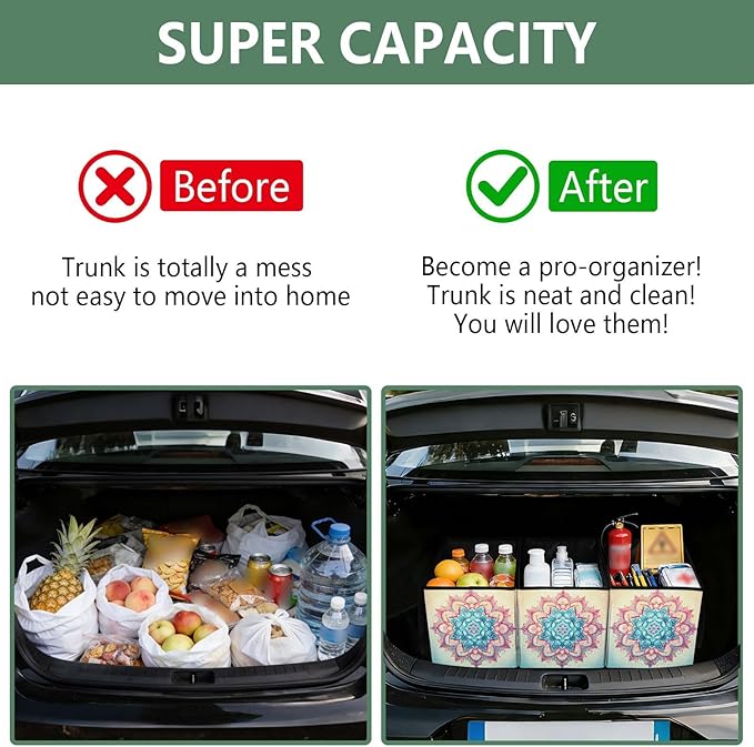 Mandala Reusable Grocery Bags Large Shopping Tote Bag with Reinforced Bottom Board, Water Resistant Foldable Storage Bags for