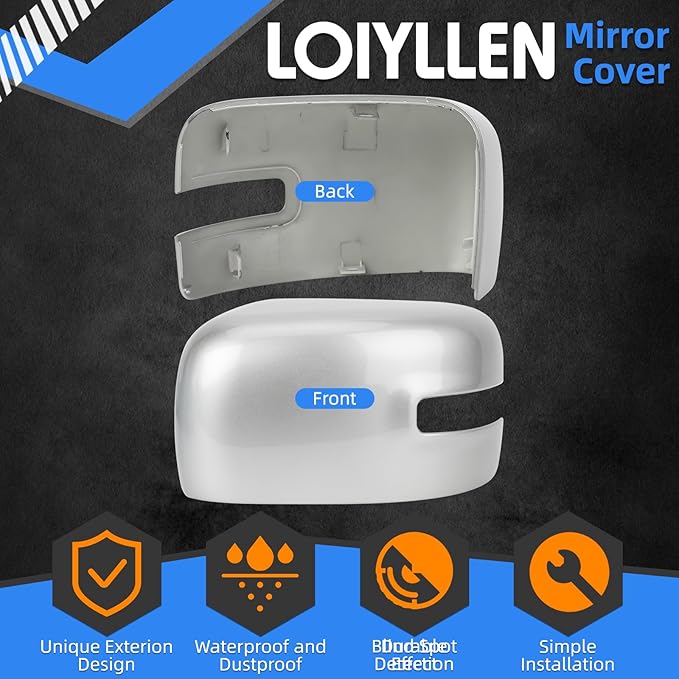 Driver Side Mirror Cover Replacement for Jeep Renegade 2015 2016 2017 2018 2019 - Left Side Mirror Covers, Rear View Mirror Cap Accessories With Lamp, Silver