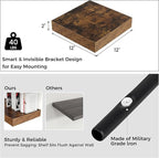Square Floating Shelves for Wall, 12" W x 12" D x 2" H, 2 Pack of Small Wall Mounted Engineered Wood Shelves with Invisible B