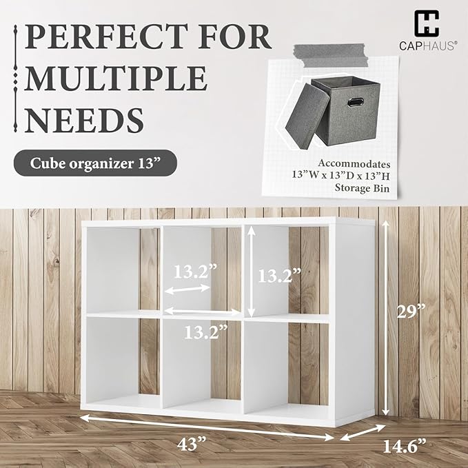 CAPHAUS Sturdy Room 13-Inch Cube Storage Organizer Shelf, with Extra Thick Exterior Edge, Open Storage Shelf Divider, Bookcas