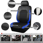 CAR PASS Air Mesh Leather Car Seat Covers Full Set, Waterproof Car Floor Mats, Sporty Steering Wheel Cover 14.5-15in, Univers