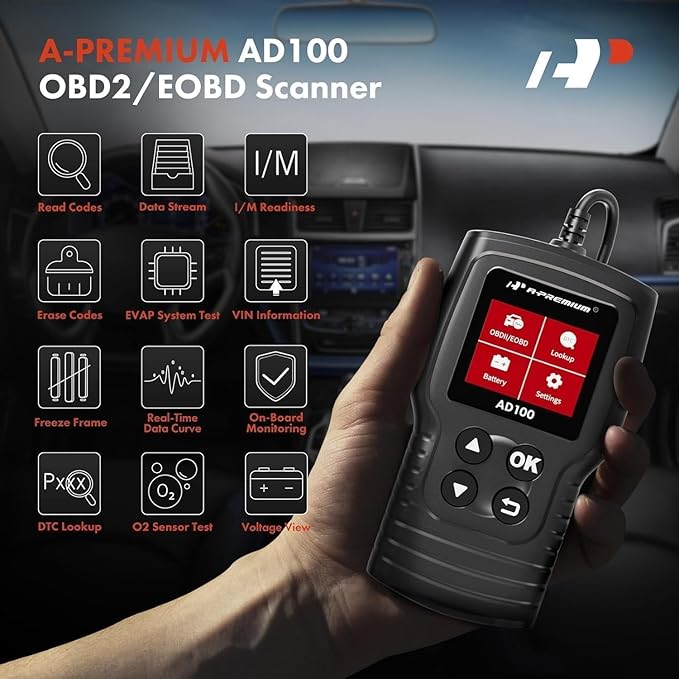 A-Premium AD100 Universal OBD2 Scanner Diagnostic Tool, Car Code Reader OBDII/EOBD/CAN Scan Tool, Check Engine