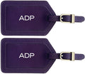 Personalized Monogrammed Leather Luggage Tags - 2 Pack