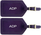 Personalized Monogrammed Leather Luggage Tags - 2 Pack