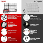 [Premium] 4'x6' Heavy Duty Cargo Net Stretches to 8' x 12', Extra Thick 10mm Cord Bungee Cargo Netting for Pickup Truck Bed, Roof Rack Net & 12 PCS Steel Carabiners