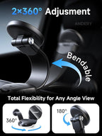 ANDERY Car Phone Holder for MagSafe [360° Adjustable Memory Alloy Arm | 2400gf Strongest Magnetic Power] Bendable Car Mount, Phone Holders for Your Car for iPhone and All Smartphones, Carbon Fiber