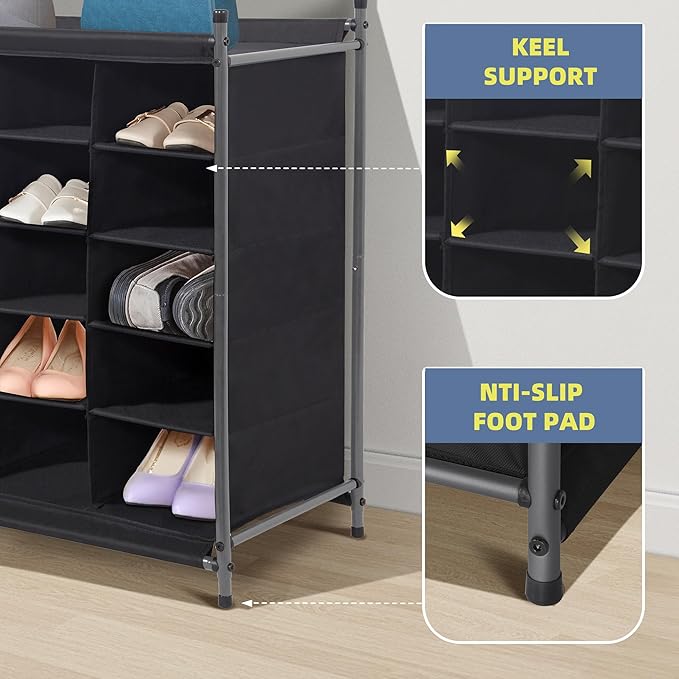 STORAGE MANIAC Stackable Shoe Cubby Organizer, Free Standing Shoe Cube Rack for Entryway, Bedroom, Apartment, Closet, 20-Cube