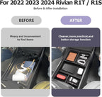 LUWU for 2022-2026 Rivian R1T/R1S Center Console Organizer Rivian Armrest Storage Armrest Organizer Insert Tray Rivian R1T/R1S Lower Console Organizer Storage Tray 2025 2026 Rivian R1T/R1S Accessories