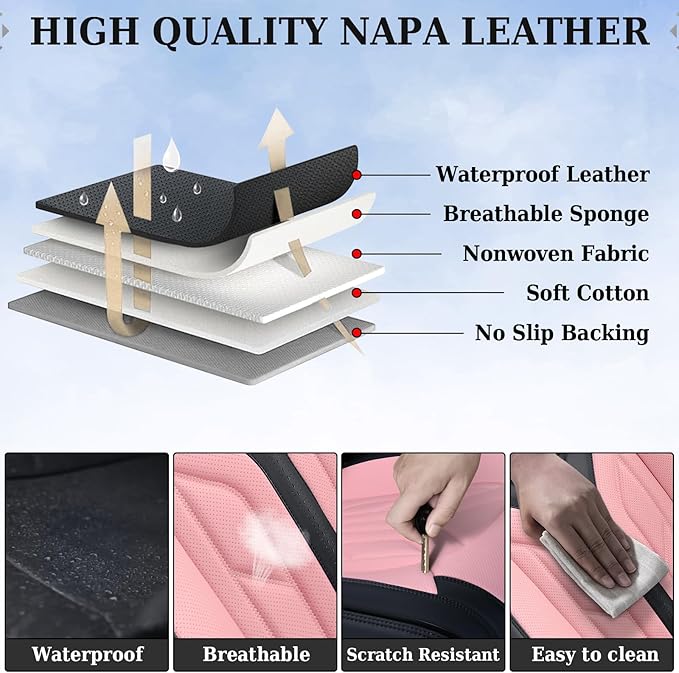 Coverado Front Seat Covers, Car Seat Covers Front Seats, Leather Seat Covers for Cars, Automotive Seat Covers Car Seat Protec