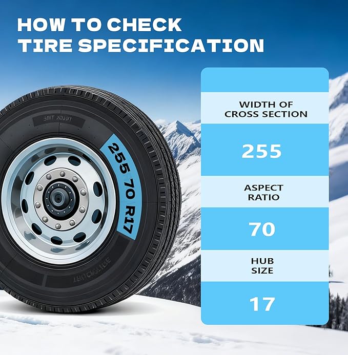K-Musculo Snow Chains for Car Tires, Portable Reusable Universal Emergency Tire Traction Chain for Passenger Car, Auto Fixing