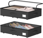Underbed Storage With Wheels, No Assembly Required - 5.5 Inch Height Black Underbed Bins, Low Profile Rolling Shoe Storage Co