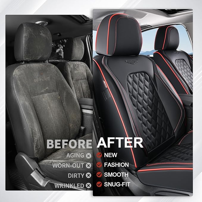 Coverado Front Seat Covers, Wear-Resistant Stain-Proof Cushions, Universal Fit for Most Vehicles, Waterproof Car Seat Protect