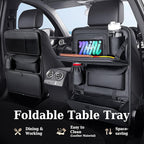 Coverado Backseat Car Organizer 2 Packs, Nappa Leather Car Seat Organizer with Touch Screen Tablet Holder, Foldable Food Tray, Kick Mats Protector, Multi Car Storage Accessories, Garbage Bag Holder