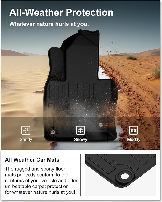 KIWI MASTER Floor Mats for 2017-2025 Mazda CX-5, Custom Fit All Weather Car Mats, Heavy Duty TPE Floor Liners, Front & Rear 2 Row, Black