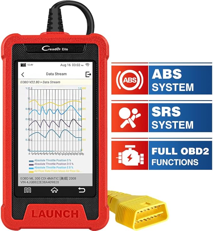 Launch Creader 200 OBD2 Scanner 2025 Engine/ABS/SRS/Transmission Car Diagnostic Scan Tool, 4 System Code Reader, Auto Vin,
