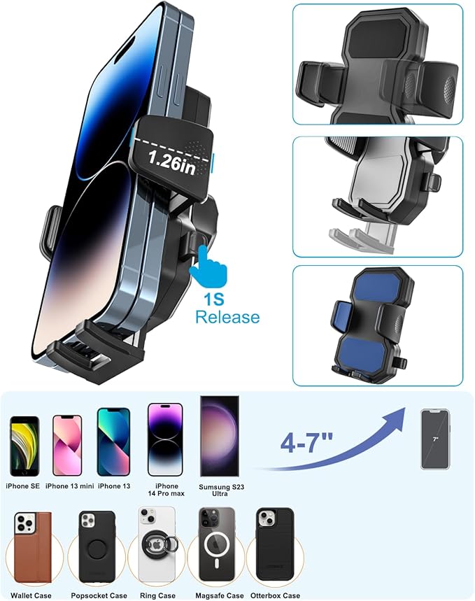 woleyi CD Phone Holder for Car - Height Adjustable Car Phone Holder CD Slot, Ultra Sturdy CD Player Cell Phone Holders for Your Car for iPhone 17 Pro Max 16 15 14 13 12 Air Plus, S25, 4-7" Smartphones