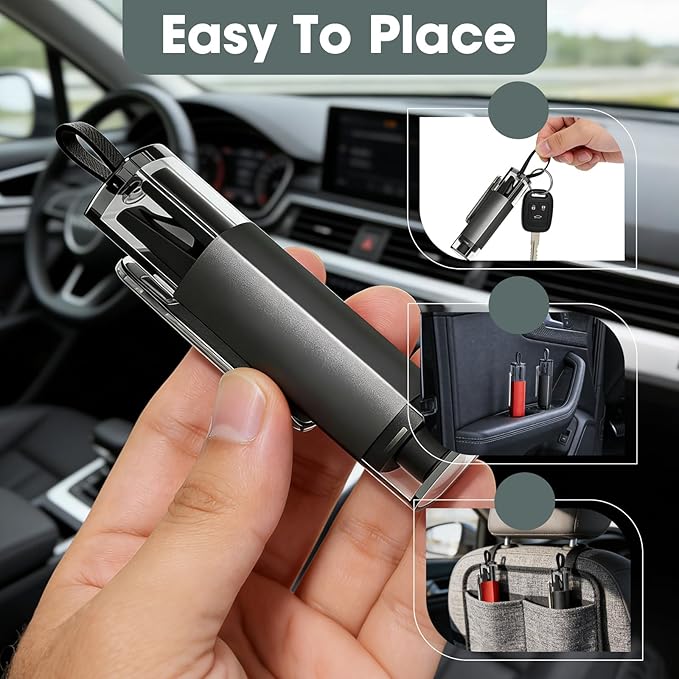 6 PCS Window Breaker Seatbelt Cutter Car Safety Hammer, 2-in-1 Glass Breaker and Seat Belt Cutter with Test Glass, Underwater