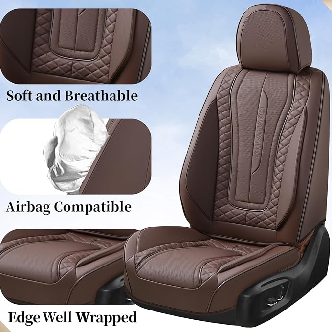 Coverado Car Seat Covers Full Set, Front Seat Cover and Back Seat Covers for Cars, Faux Leather Waterproof Seat Covers, Car S