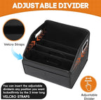 Car Storage Organizer Reinforced Dividable Leather Car Caddy Basket for Front Seat Floor Back Sturdy Frosted Handle 8 Compartments